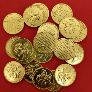 硬币喜字贴五毛代替品铝合金圆形金属迷你小喜字圆喜金币抛洒福字