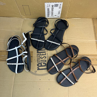 巨值~水钻链罗马镂空凉鞋女~编制笼平底防滑舒适夏季复古穿搭凉鞋