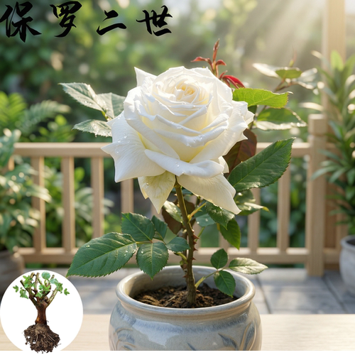 保罗二世 切花月季扦插浓香灌木阳台庭院植物白色玫瑰多季开花
