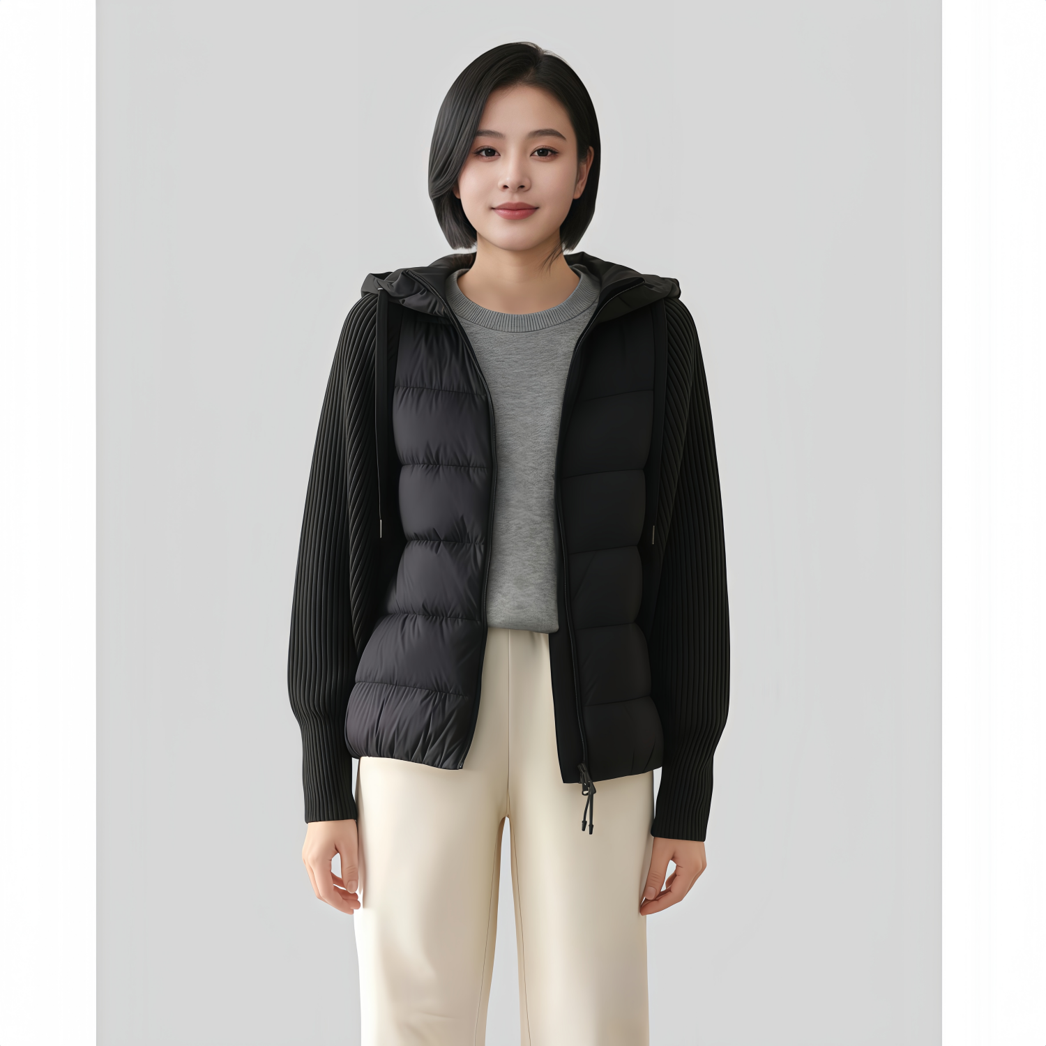 白鹅绒无胆防绒立领羽绒服马甲