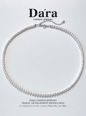 Dara/戴拉樱花粉淡水珍珠项链全珠链S925银链正品锁骨链4-5mm
