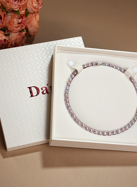 Dara/戴拉九紫离火锁骨链925银淡水珍珠米珠时尚简约锁骨链