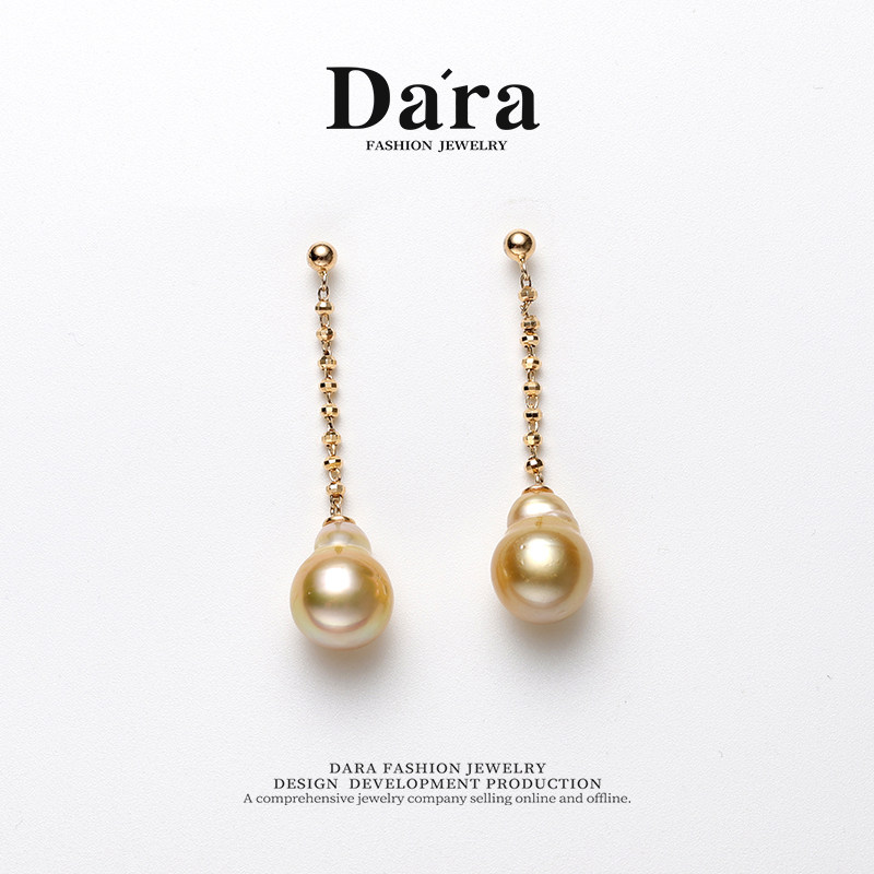 Dara/戴拉9-11mm南洋金珠巴洛克海水珍珠耳坠小众设计感耳环耳饰