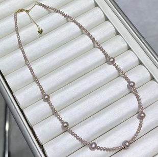 戴拉 约40 舒醒老师 7mm正圆极光紫珠淡水珍珠项链 6cm Dara