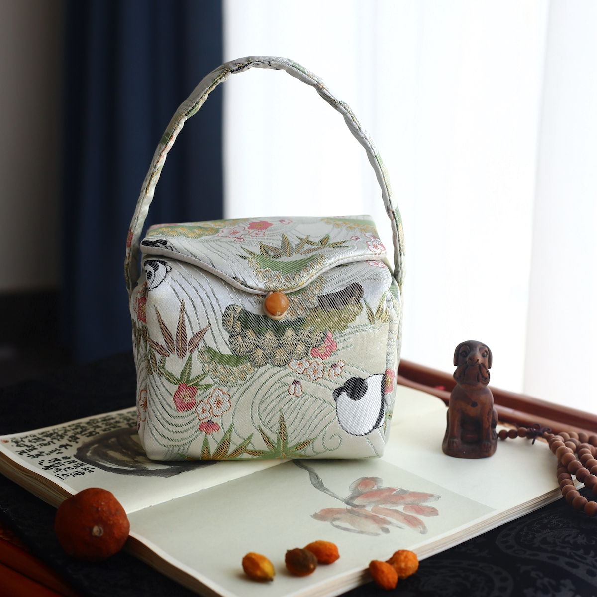 古风织锦袋手提袋中式伴手礼首饰化妆包收纳布包银壶茶壶礼品布袋