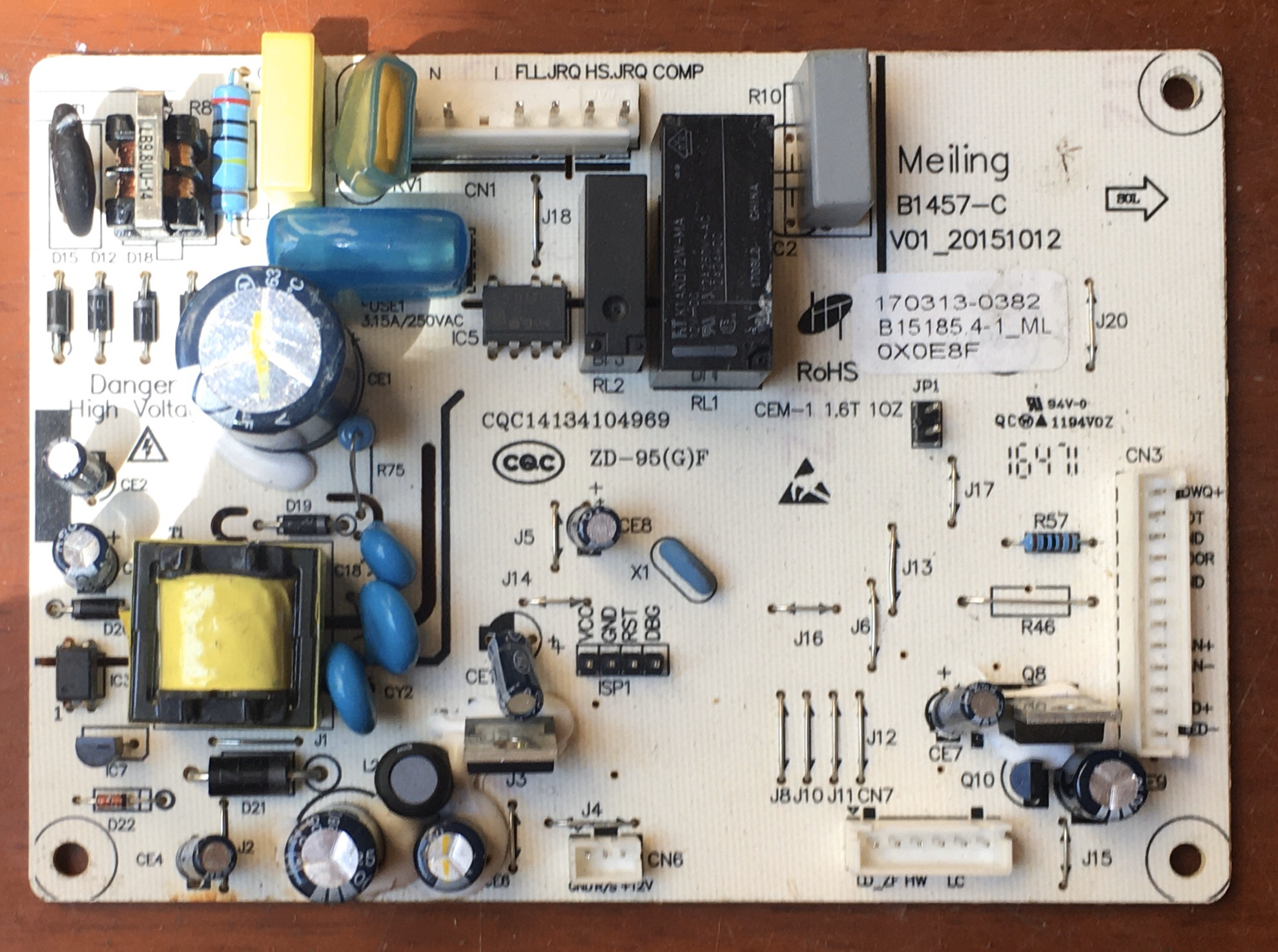 适用于美菱冰箱控制板mlb1457b1m02.pcb B15185.4-1电脑板B1457-C