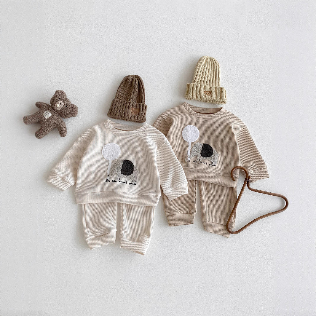 春秋季婴幼儿运动衣服男女童休闲装小孩长袖卫衣上衣+长裤2件套装