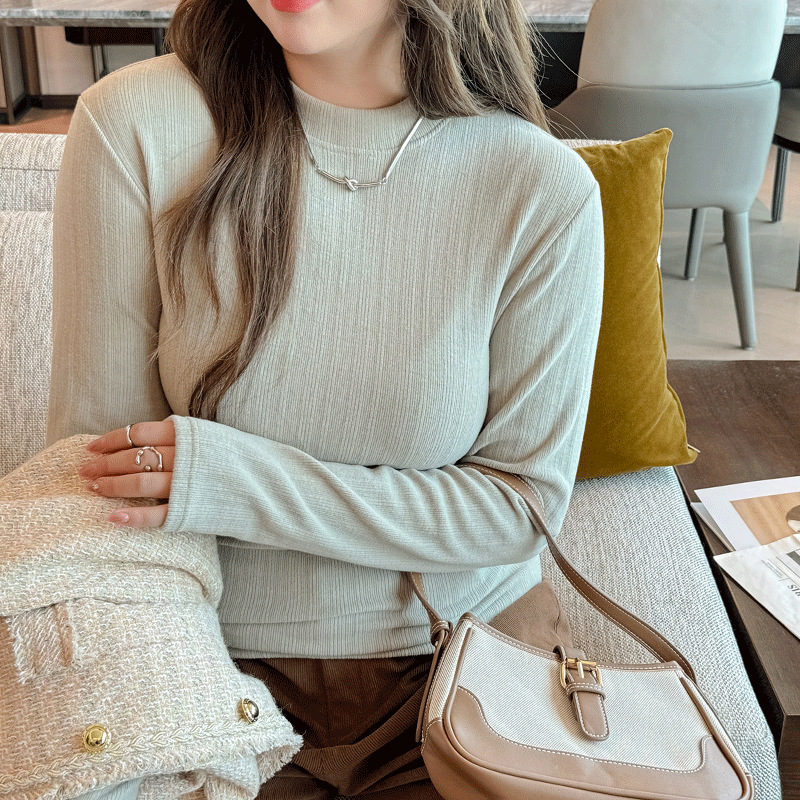 胖MM德绒保暖打底衫立领显瘦秋冬内搭发热上衣200斤大码女装修身