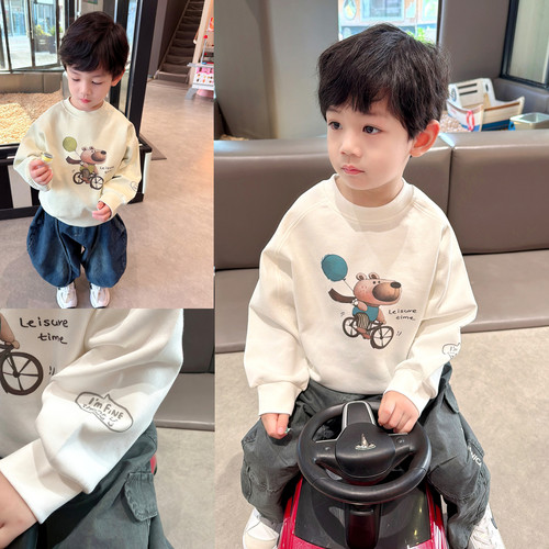 精品童装~男童圆领卡通卫衣2026春装新款中小童宝宝舒适百搭上衣