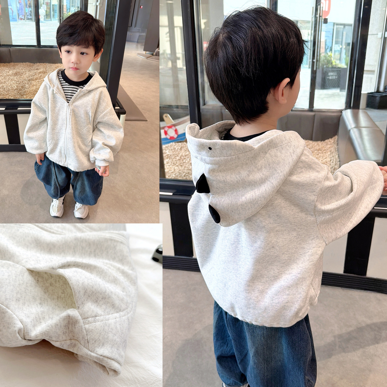 高品质~男童可爱连帽拉链卫衣2026春季新款宝宝洋气韩版宽松外套