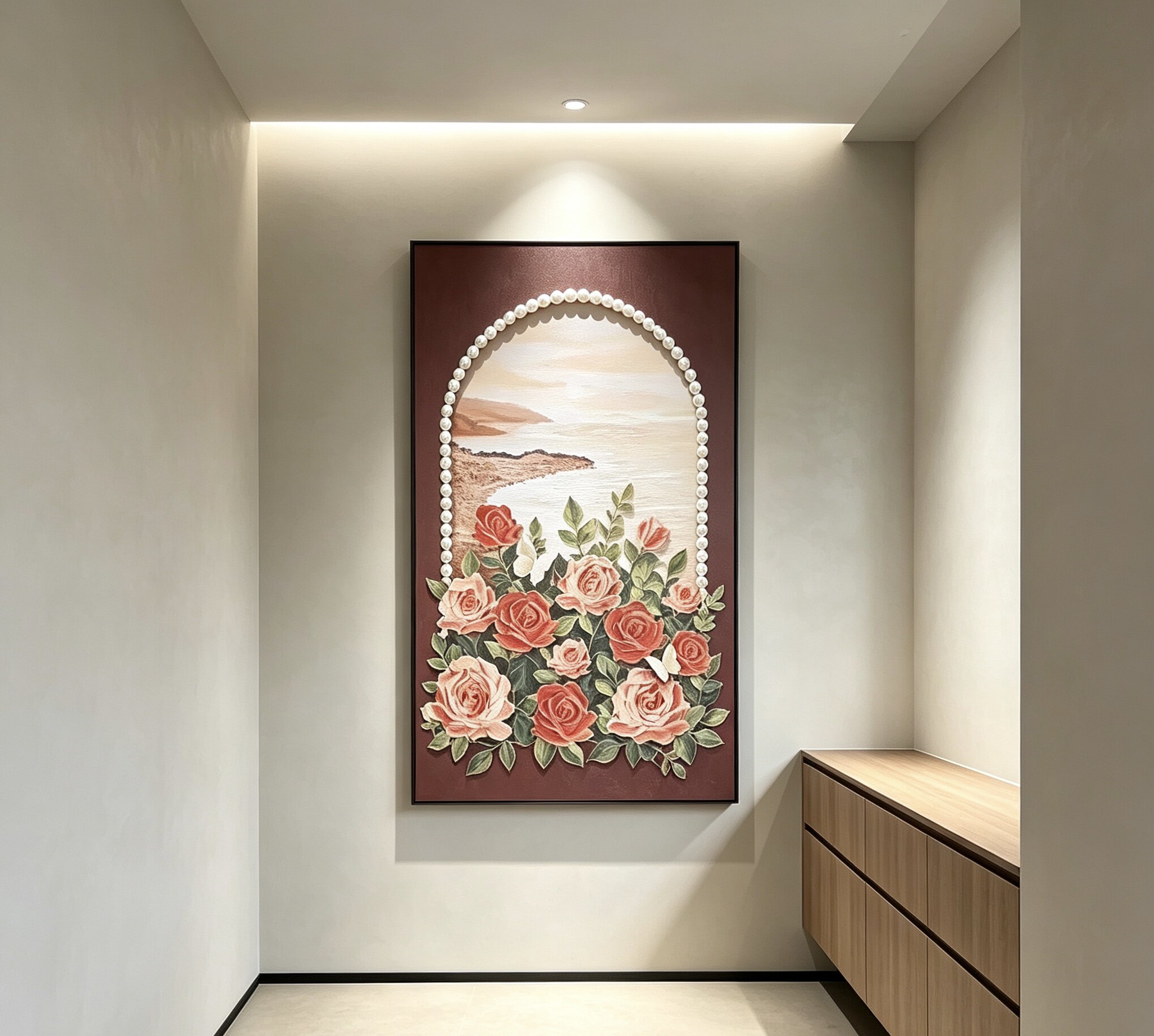 法式复古玫瑰花沙发背景墙装饰画奶油风客厅挂画现代艺术玄关壁画
