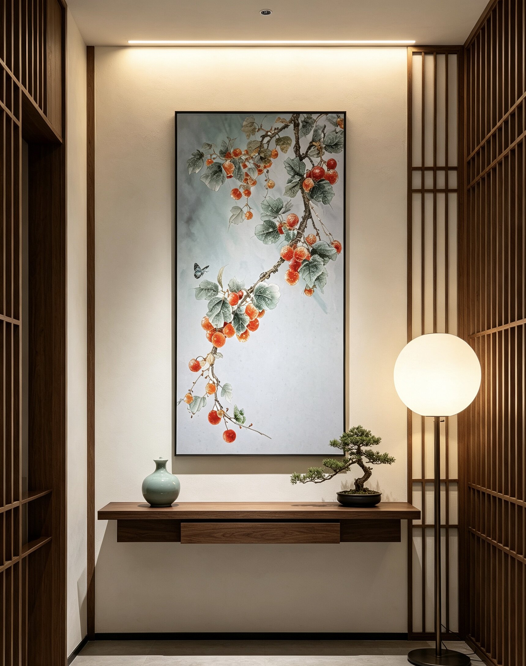 现代简约新中式宋式美学入户玄关走廊尽头装饰画事事如意高端挂画