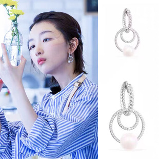 周冬雨同款耳环女圆圈圈珍珠耳钉日韩气质赵丽颖轻奢时尚百搭耳扣