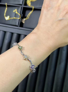 小众超闪花朵日韩风轻奢水晶手链