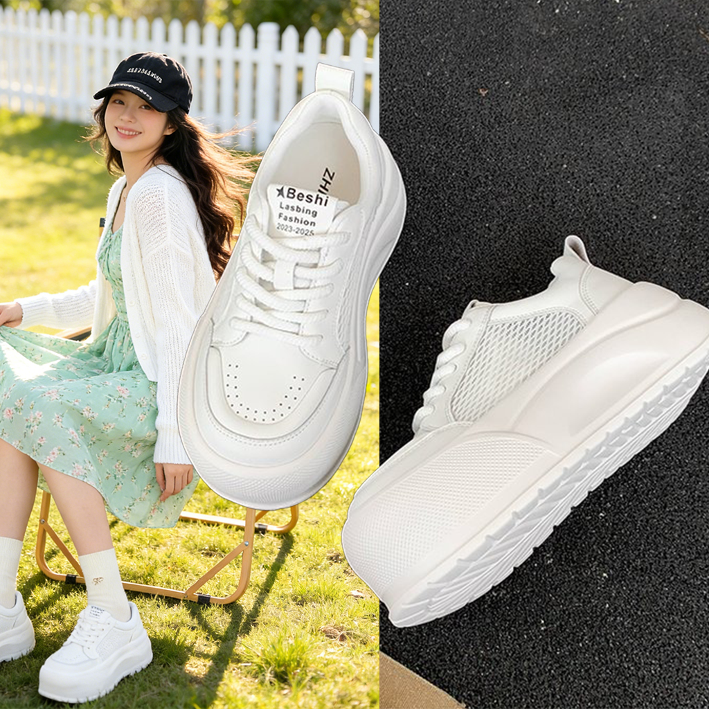 2026春季新款运动休闲鞋运动鞋透气系带女子低帮高台底增高板鞋,女鞋,休闲板鞋,淘宝优惠券,粉丝福利购,淘宝优惠卷