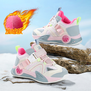 2025冬季新款儿童二棉运动鞋女童皮面防水加绒保暖休闲男童轻便鞋