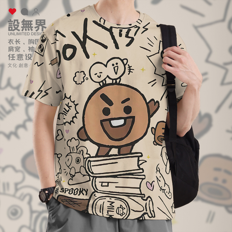 涂鸦脆脆小队潮流街头风饼干音乐大码速干T恤男装女装0018设 无界