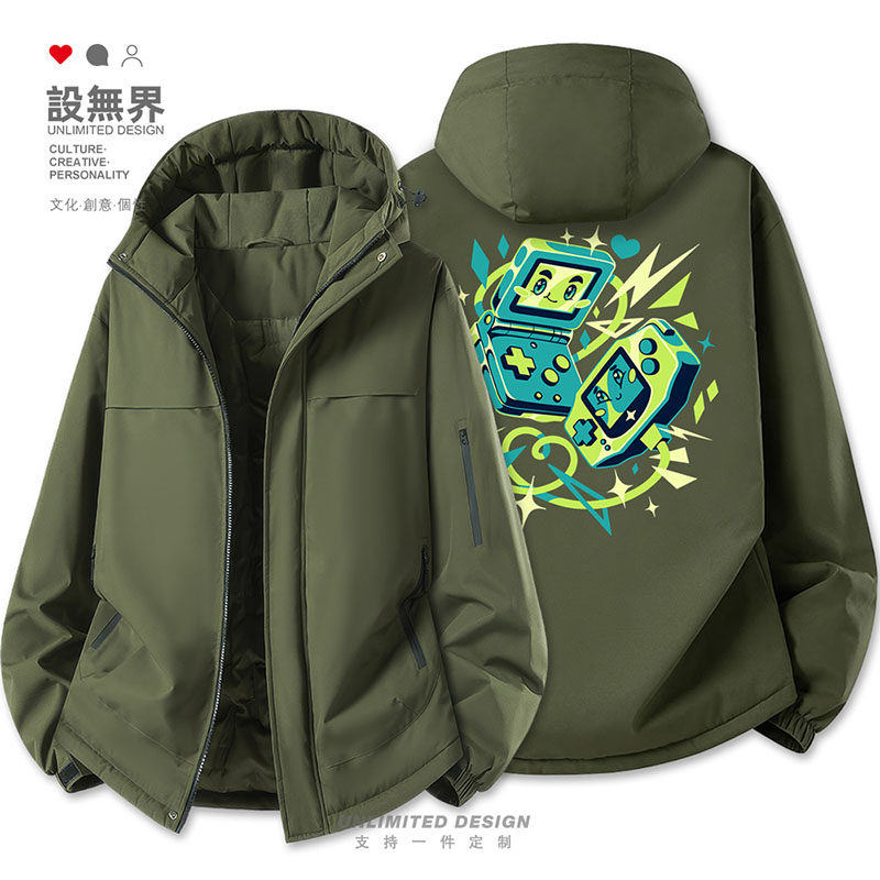 复古红白游戏机经典掌机潮流涂鸦插画加厚棉服男女外套潮设 无界