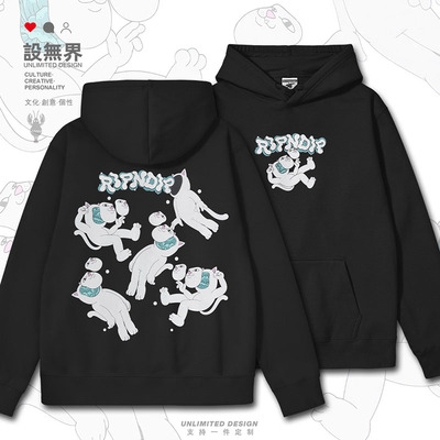 RIPNDIP卡通白猫中指猫奇幻卫衣