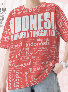 国家印度尼西亚印尼Indonesia速干T恤男装女装多语言文字设 无界
