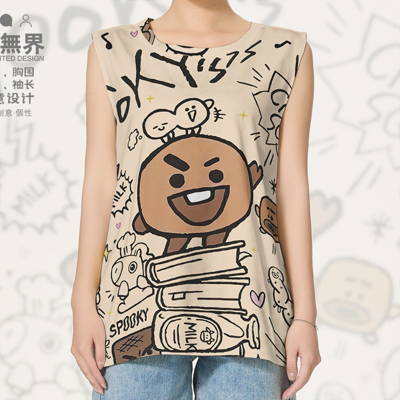 涂鸦脆脆小队潮流街头风饼干音乐大码速干背心男女装0018设 无界