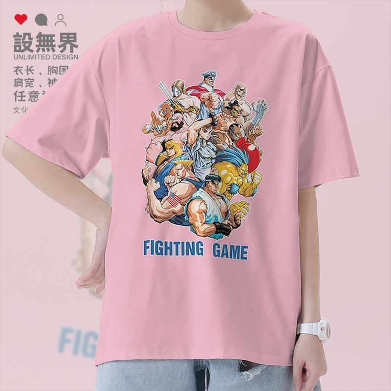 格斗游戏街头霸王组合经典短T恤