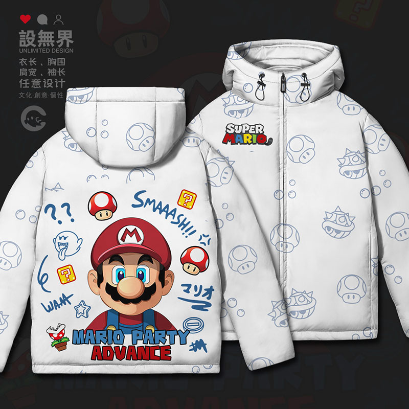 经典超级玛丽马里奥游戏周羽绒服