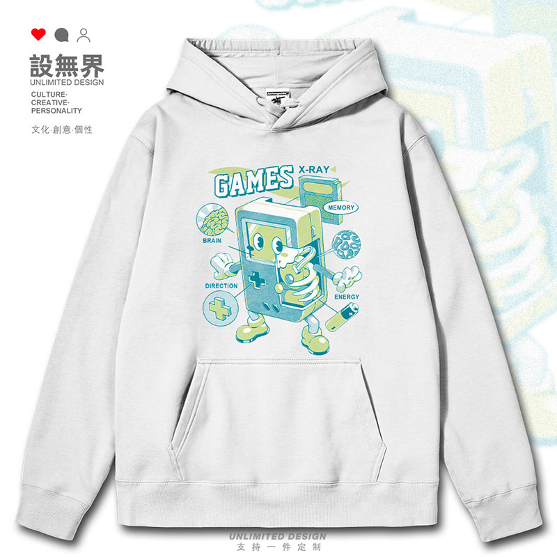 日系复古经典红白游戏机连帽卫衣