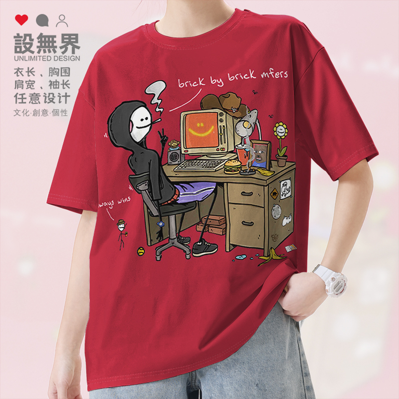 卡通人物mfers逐步积累电脑潮T恤