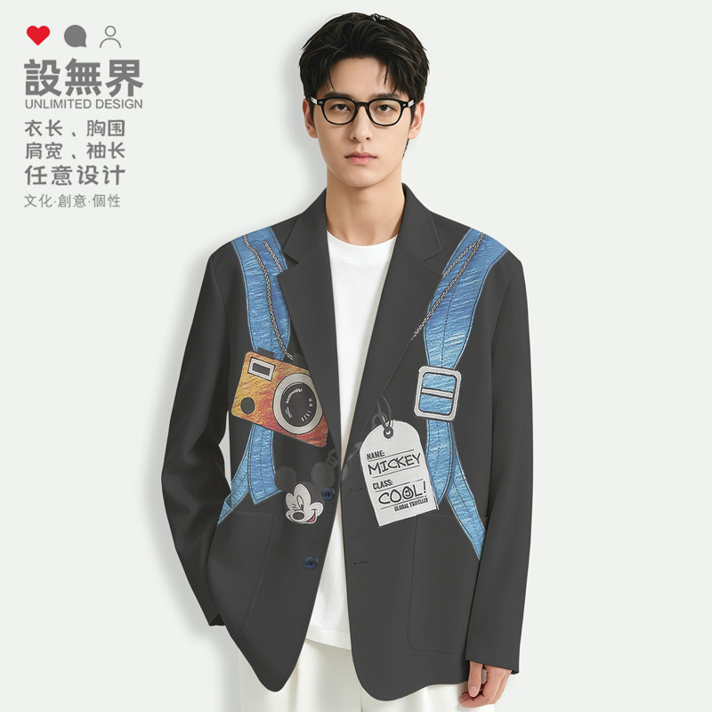 卡通可爱老鼠相机双肩包个性童趣西装外套男女西服潮0017设 无界