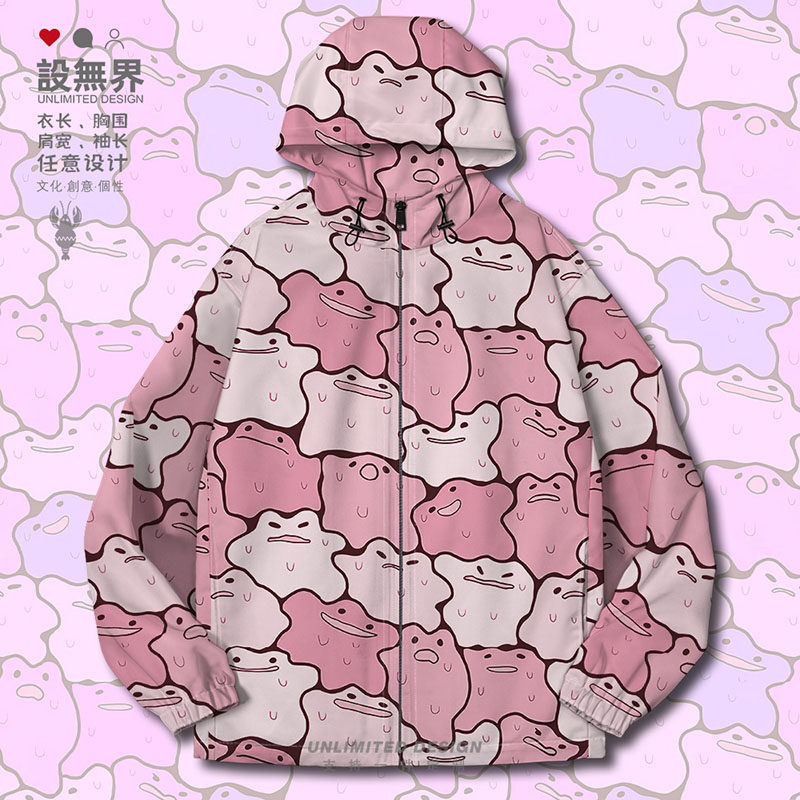 日系百变可爱怪物精灵动漫卡通夹克棉服男女潮牌外套0018设 无界
