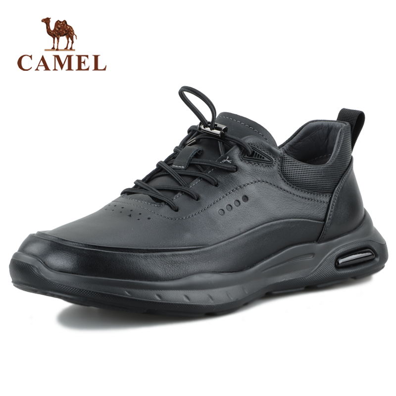 骆驼春季运动头层牛皮休闲鞋轻质