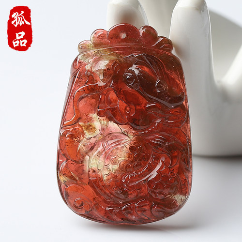 亲宝水晶冰种老坑西瓜碧玺吊坠