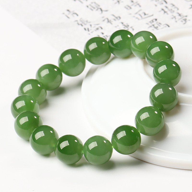 【孤品】亲宝水晶精品苹果绿猫眼碧玉手链和田玉手串散珠女