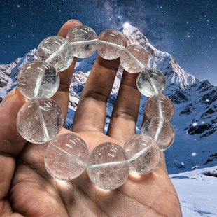 亲宝水晶天然喜马拉雅水晶手串冰透圆珠单圈手链白水晶饰品