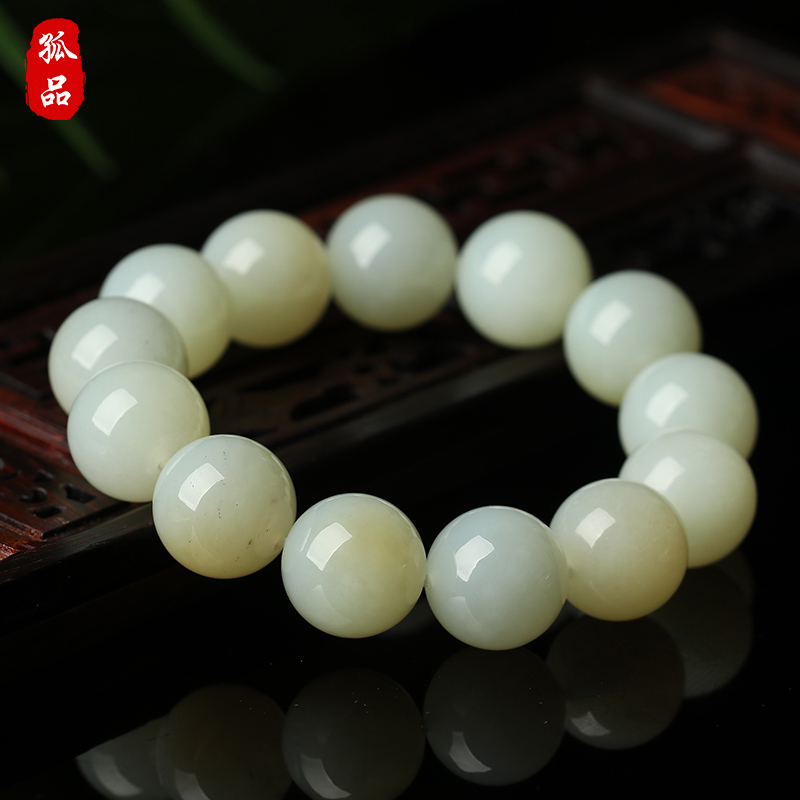 大规格巴沙料羊脂白玉手链手串