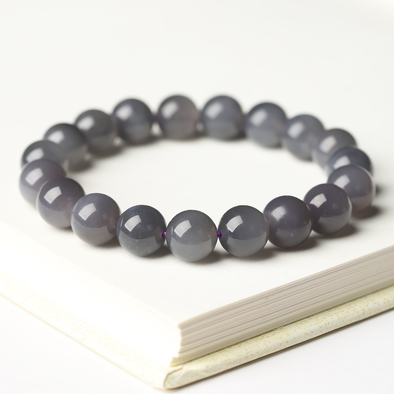 烟紫和田玉手串项链吊坠