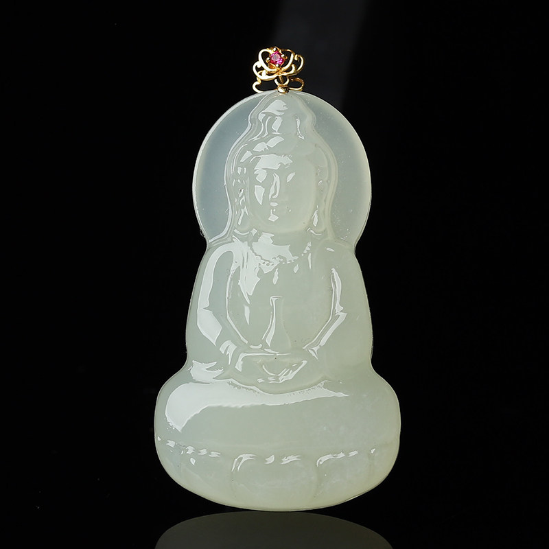 【20年老仓年终捡真漏】老料老俄料翠青和田玉吊坠平安牌结缘直播