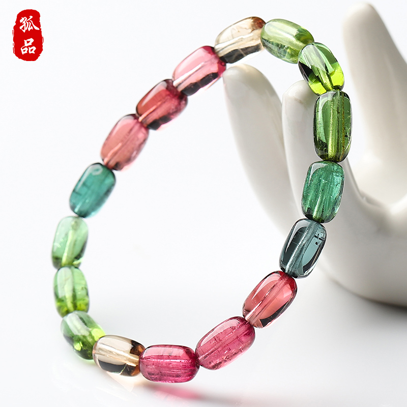 收藏级高冰碧玺桶珠手链