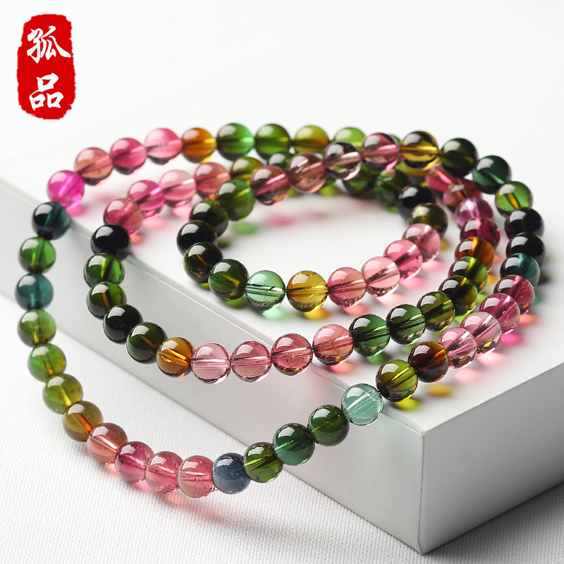 【孤品】绕腕霓虹-收藏级玻璃体碧玺手链女款多圈手串饰品散珠