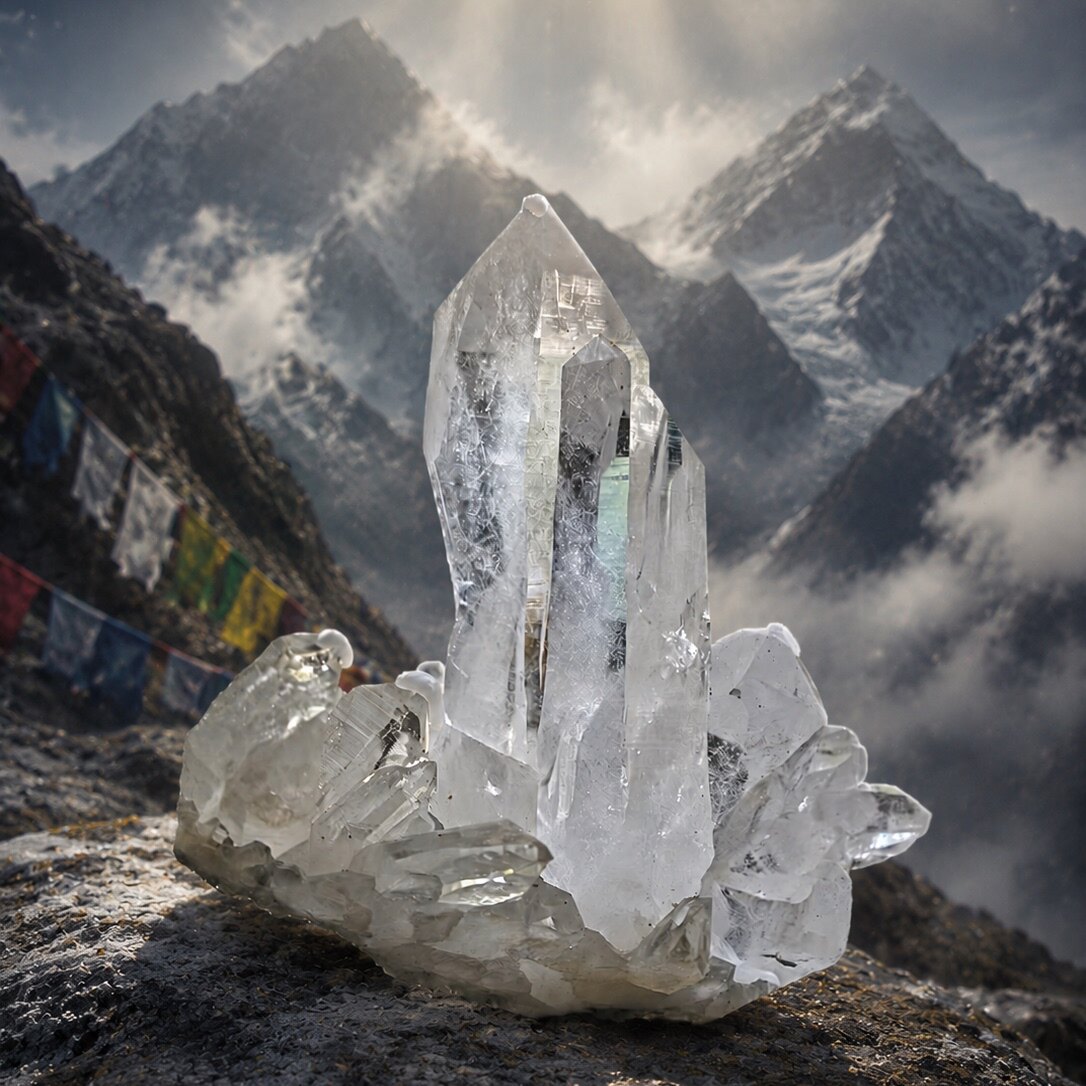喜马拉雅白水晶晶簇原矿摆件居家办公室乔迁送礼物摆设