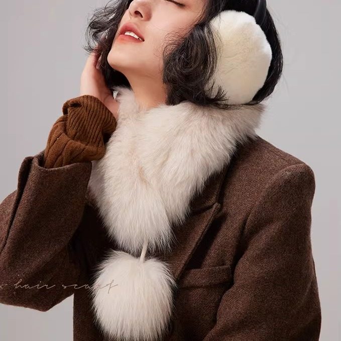 冬季双面皮草大狐狸毛磁吸围脖