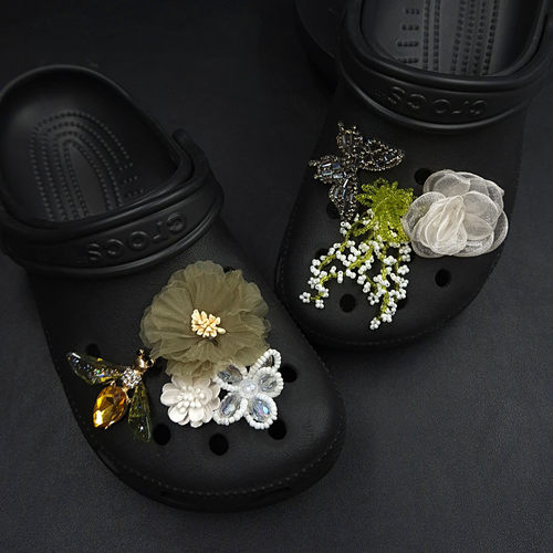 绝美芭蕾洞洞鞋小众鞋花绿色森系
