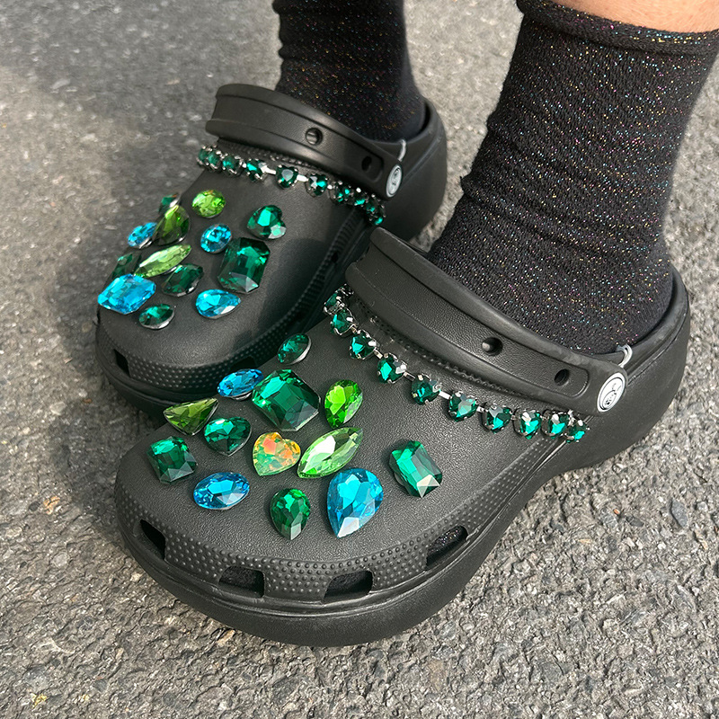 适配crocs卡洛驰洞洞鞋鞋花装饰带链条水钻鞋扣cross配饰品新款