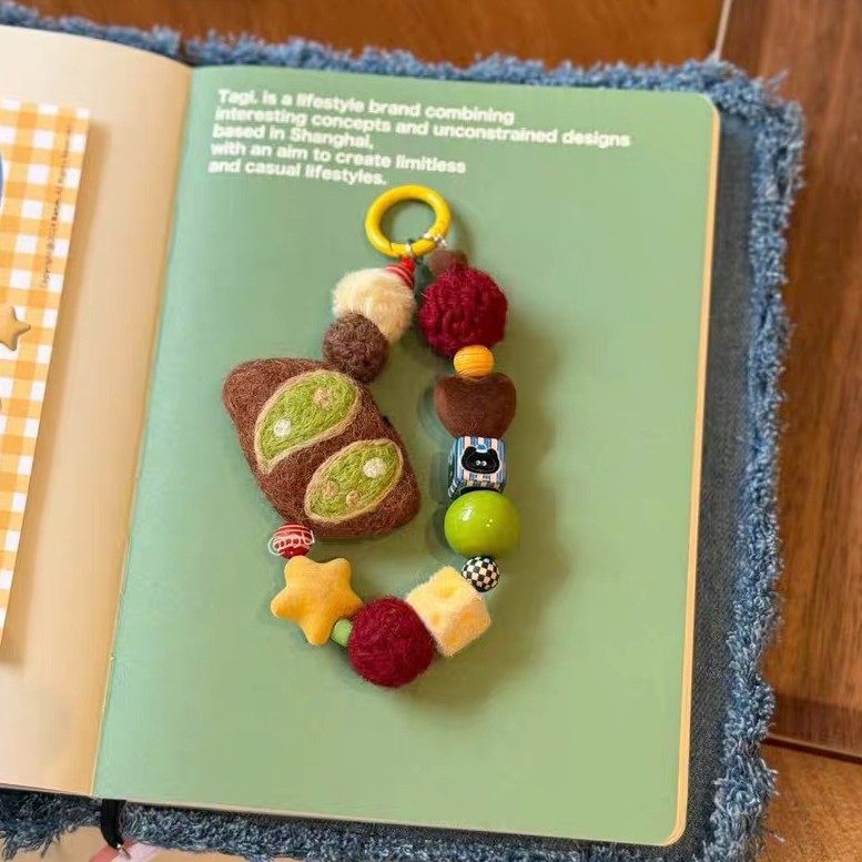 超好看独特手机挂绳手工羊毛毡牛油果手机链毛绒星星串珠包包挂件,3C数码配件,手机挂件/手机链,淘宝优惠券,粉丝福利购,淘宝优惠卷