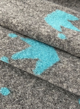 新款皇冠色织提花高档针织羊绒羊毛面料春秋冬款定制服装手工布料