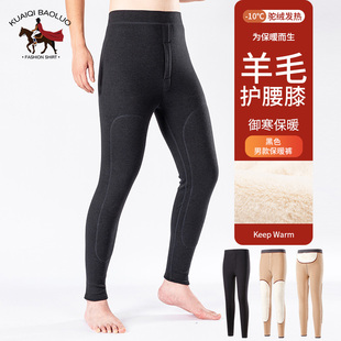 保罗保暖裤男款加绒加厚男士发热羊毛护膝打底棉裤秋裤驼绒裤冬季