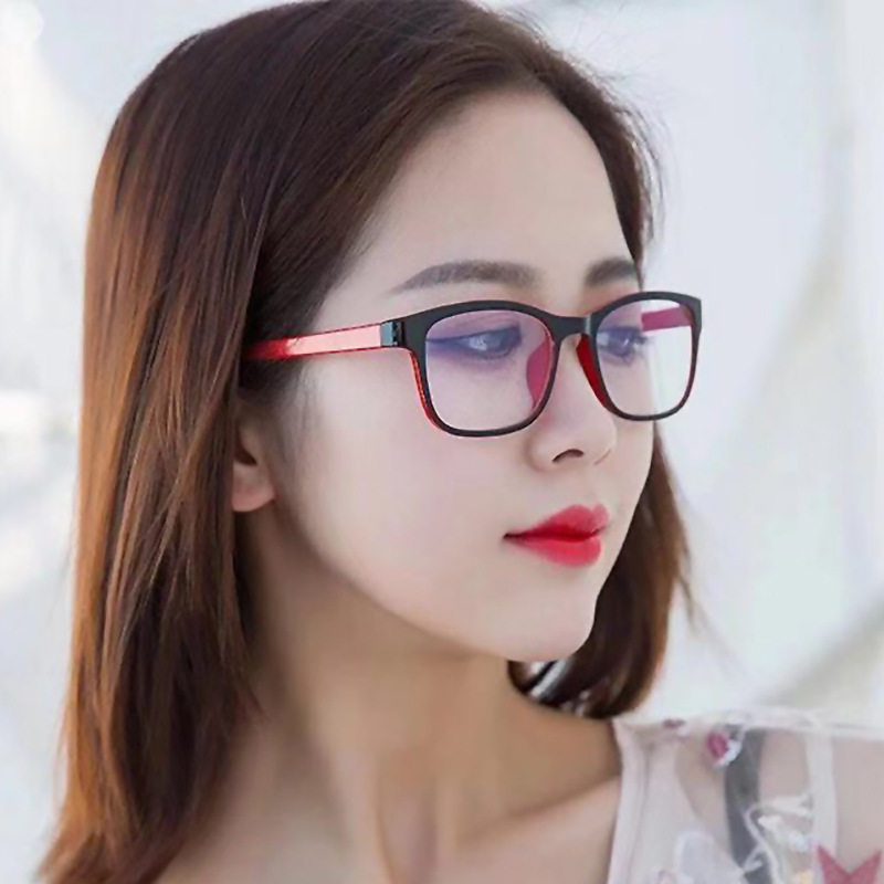 韩国防蓝光平光镜学生红色可配近视眼镜框2025无度数显脸小眼睛架