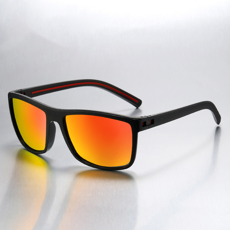男士运动太阳镜炫彩骑行墨镜欧式复古眼镜方框红水银护眼骑行眼睛