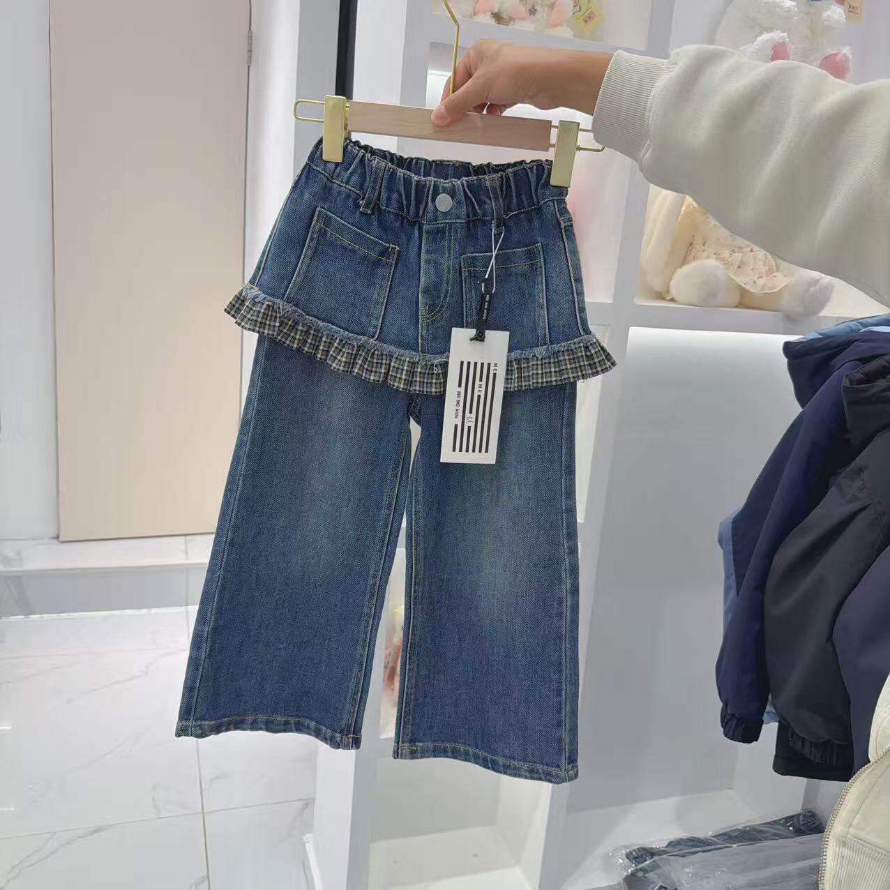 女童牛仔裤2026秋季新款儿童洋气时髦阔腿裤休闲屁帘裙裤假两件套